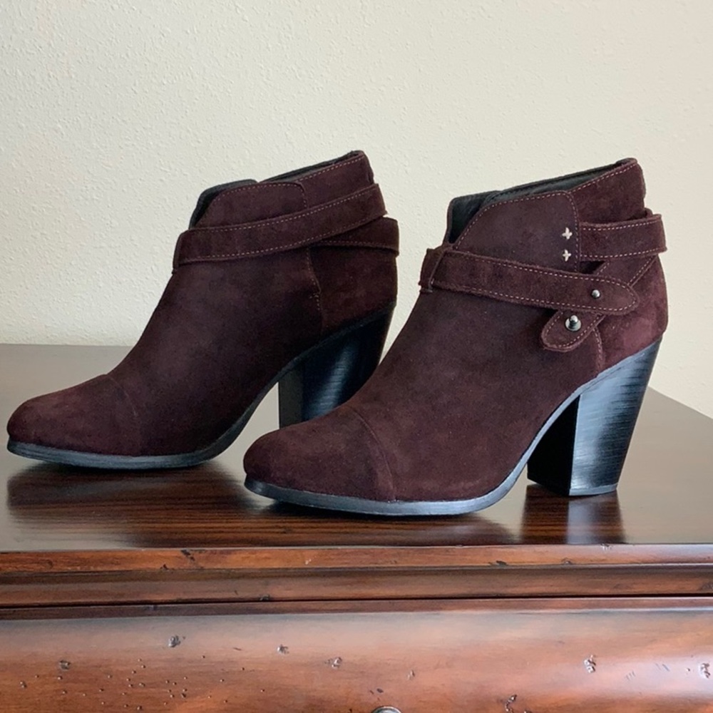 Rag & Bone Harrow Suede Ankle Boots Burgundy Size 9.5 NEW in Box